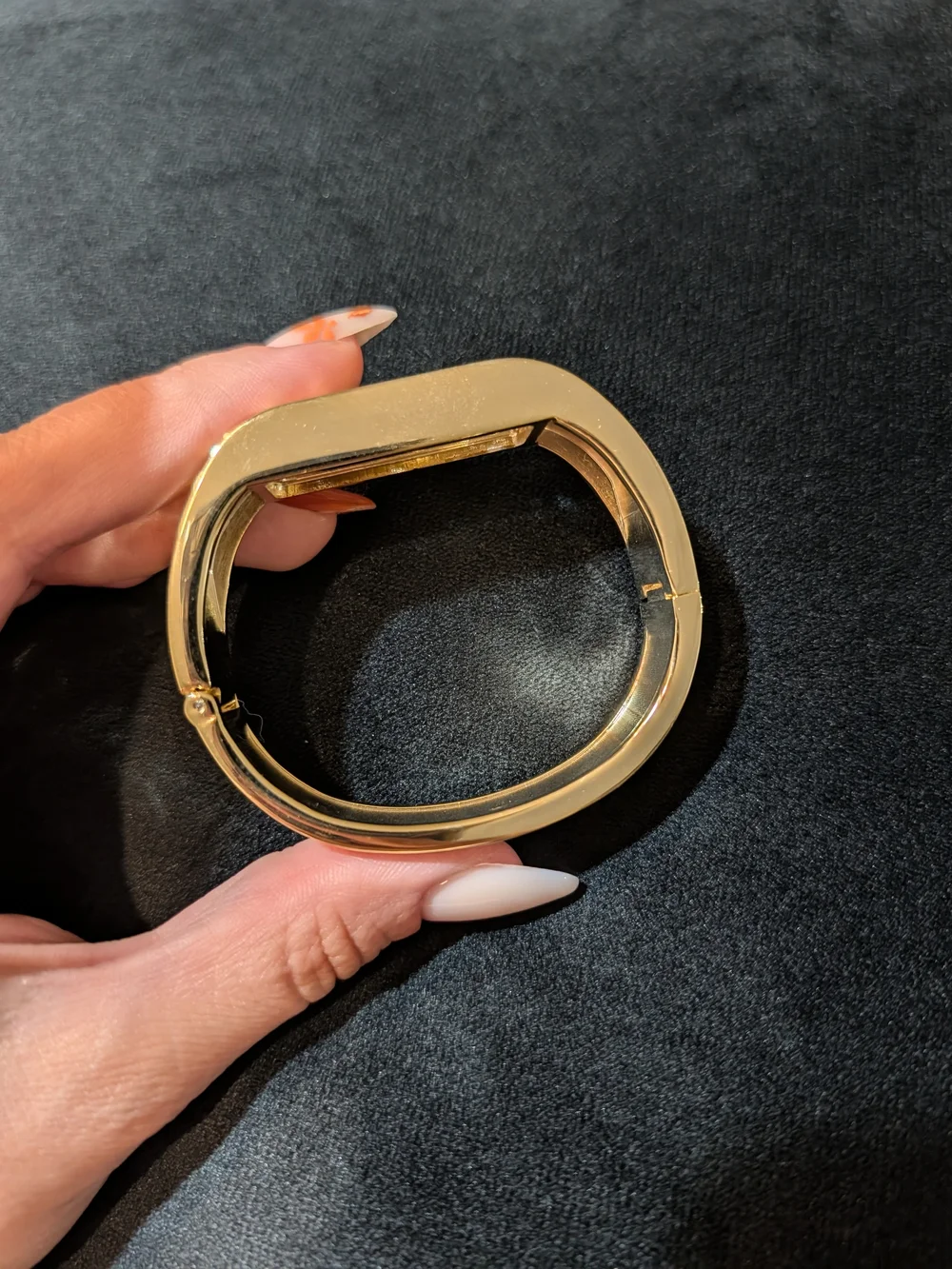 Gold Tone Floral Cutout Cuff Bangle Bracelet